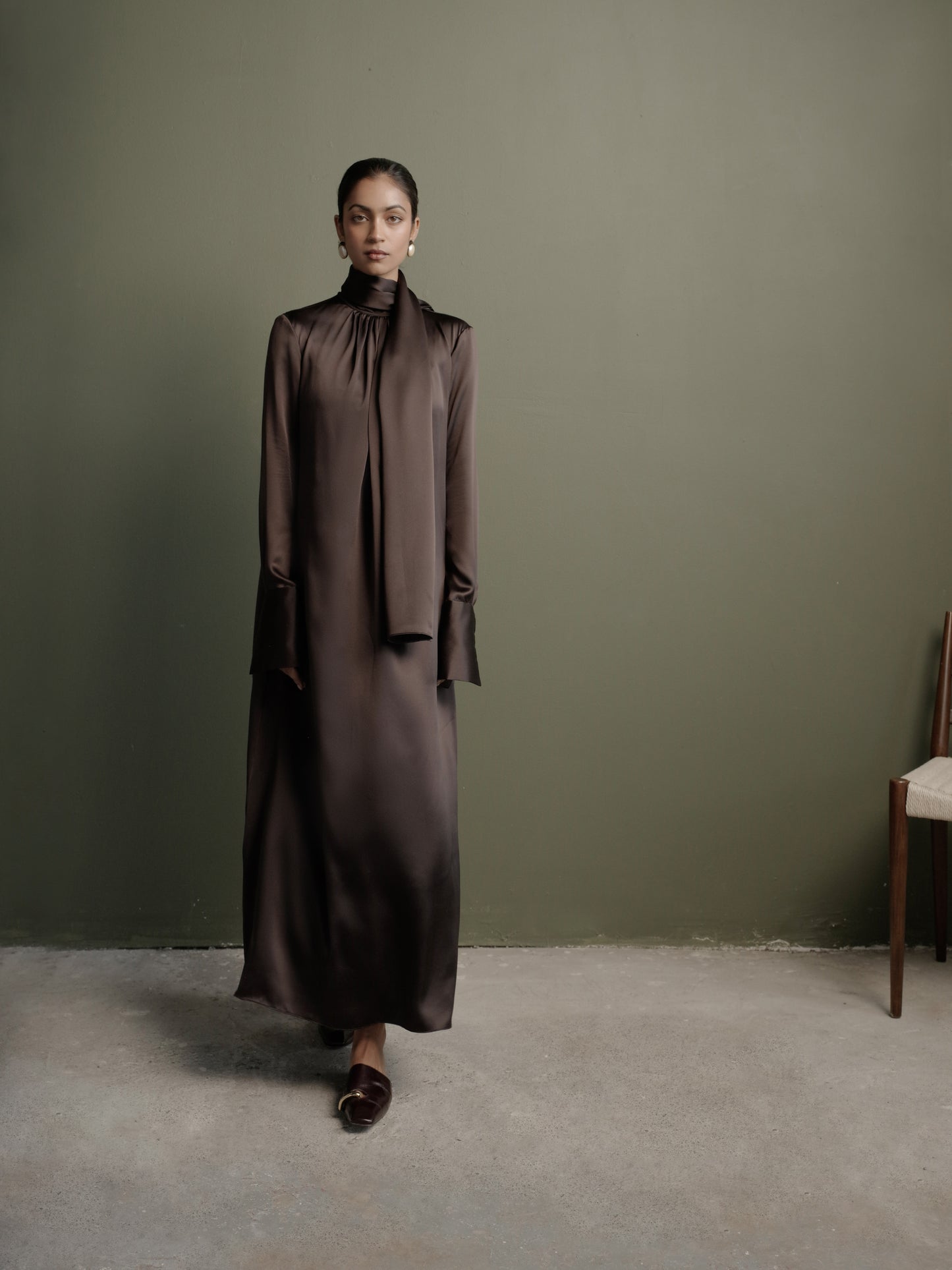 Scarf Dress in Silk Charmeuse