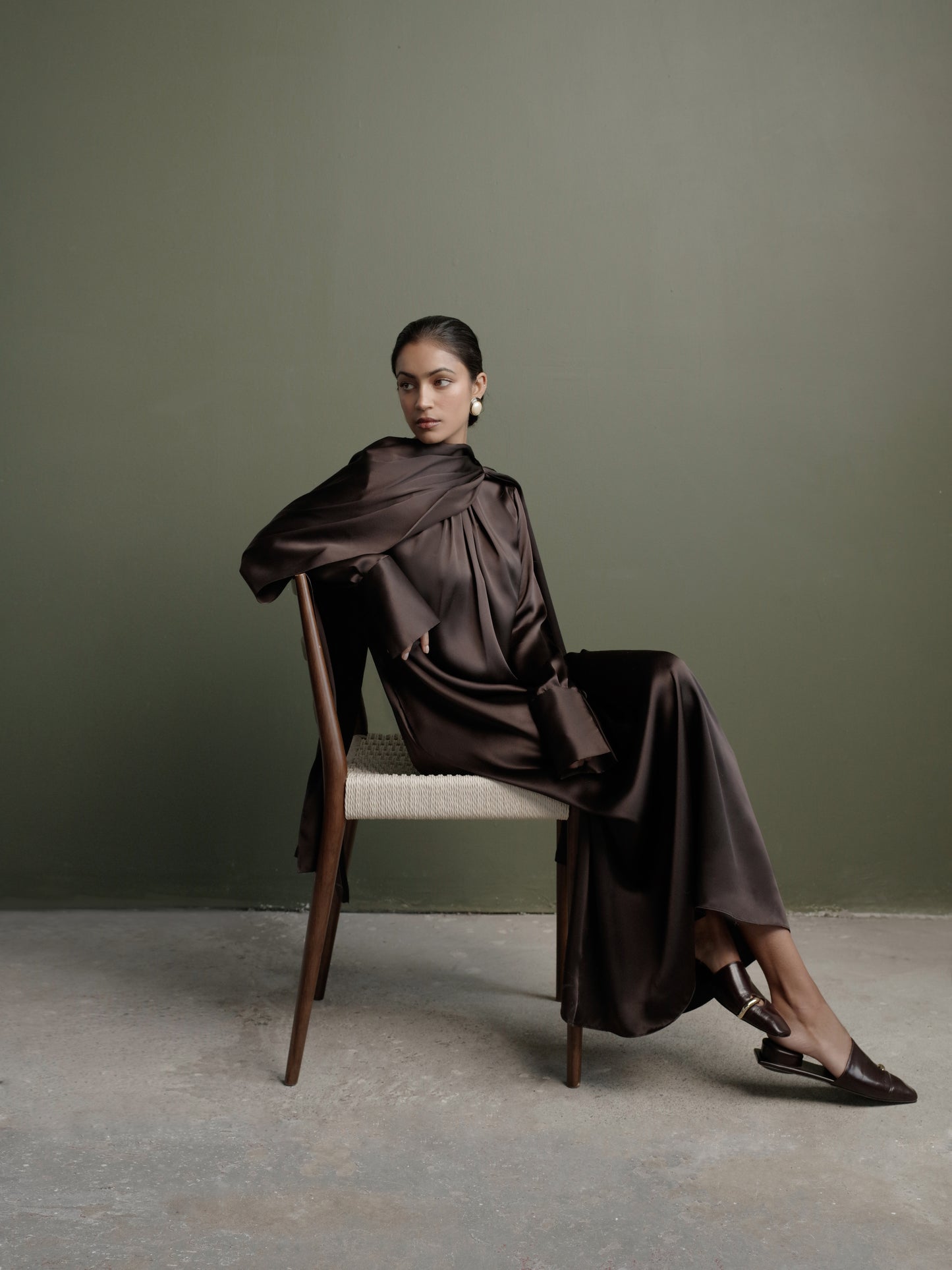 Scarf Dress in Silk Charmeuse