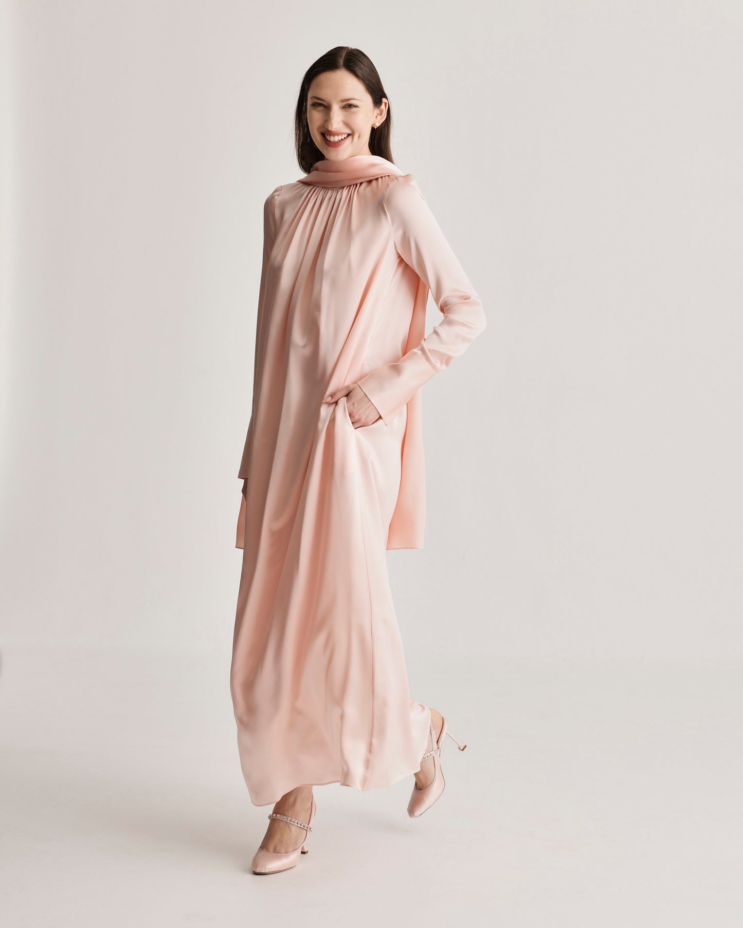 Scarf Dress in Silk Charmeuse