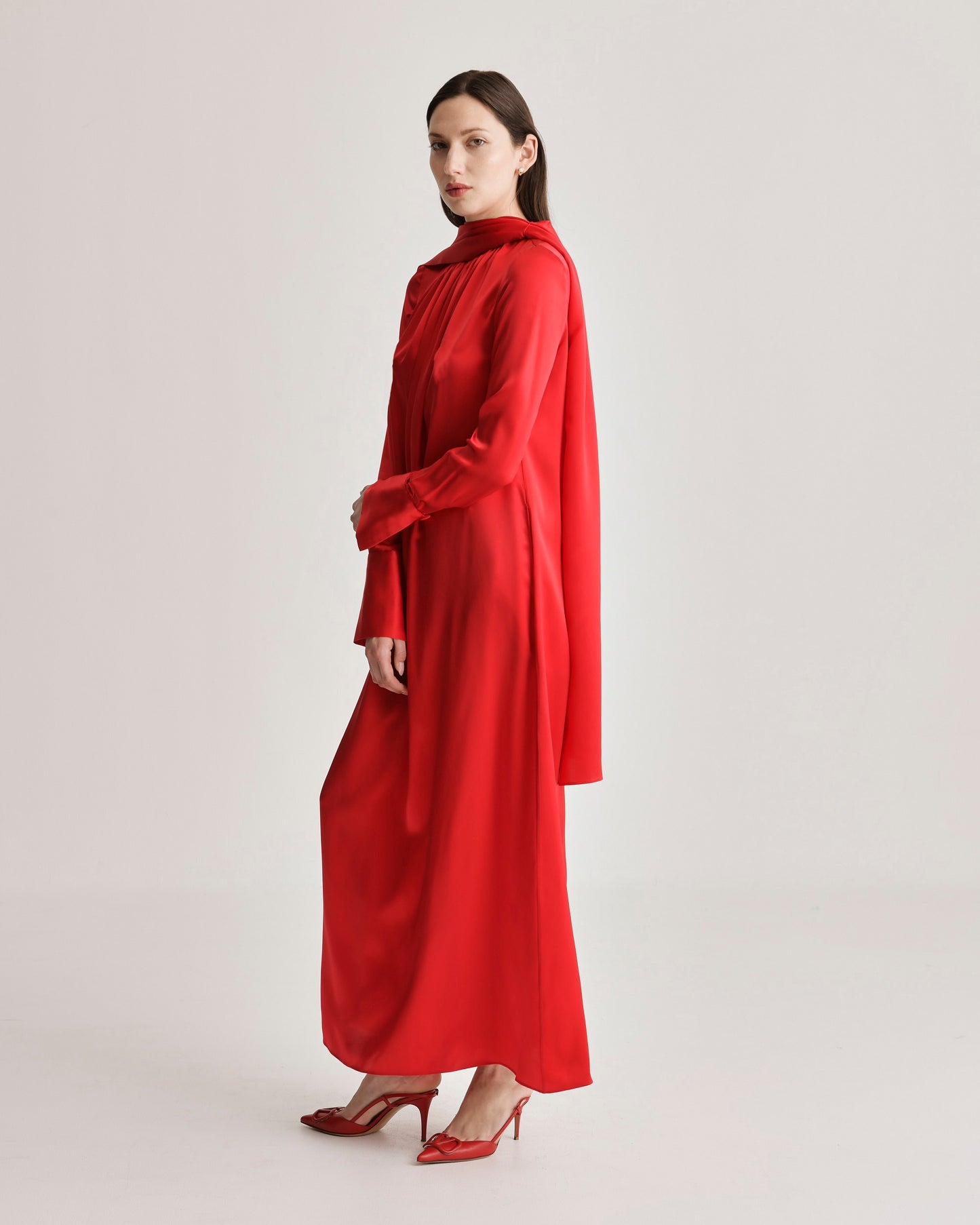 Scarf Dress in Silk Charmeuse