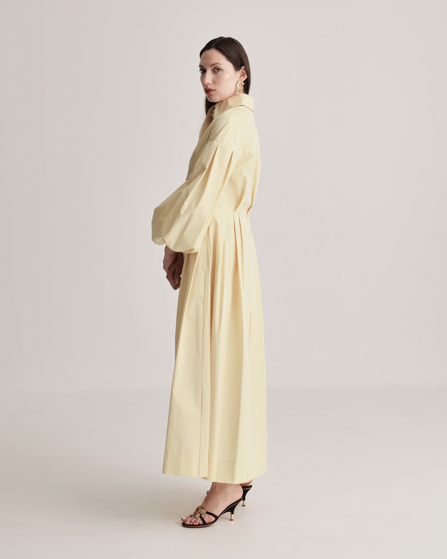 Balloon Sleeve Shirtdress in Cotton Poplin