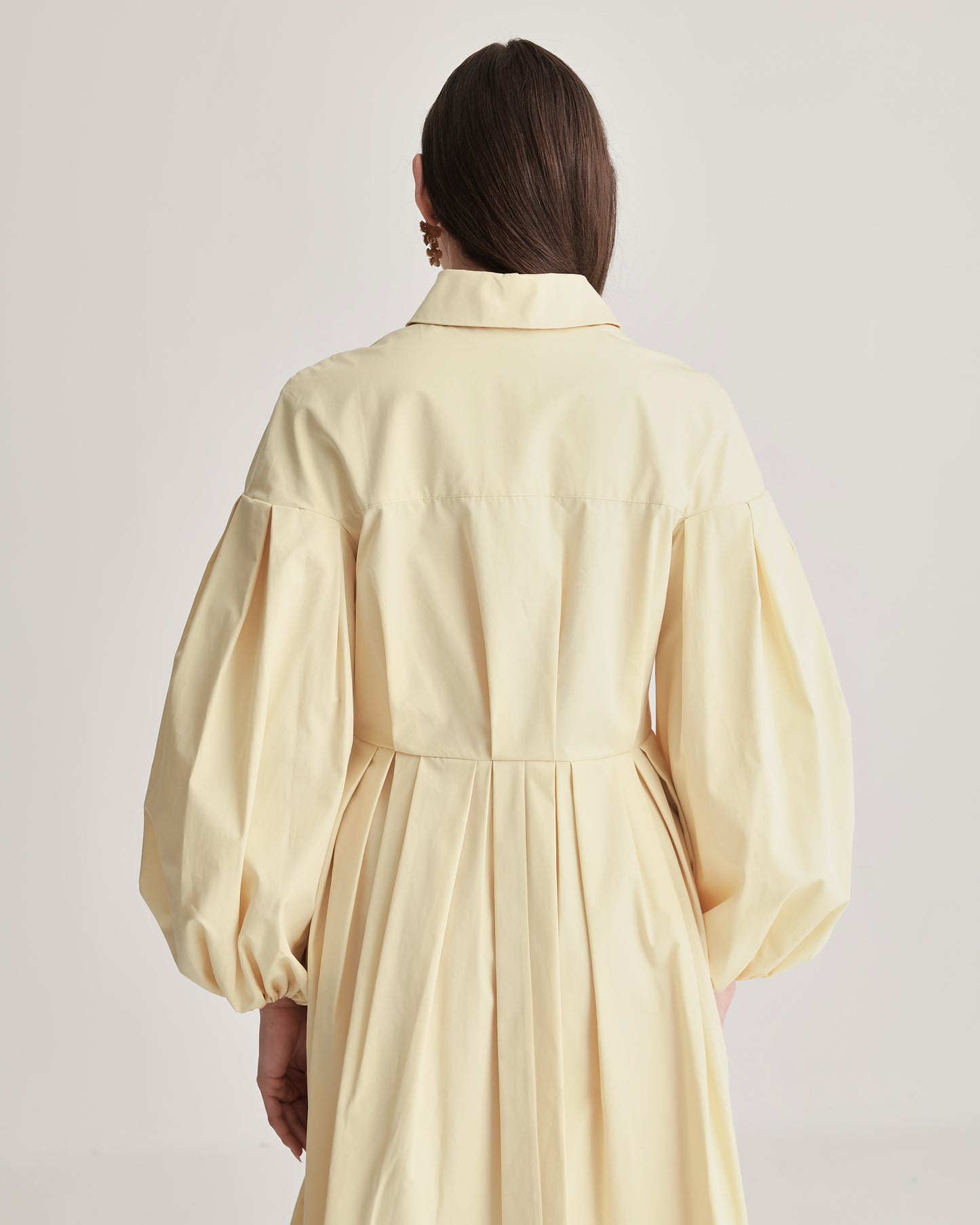 Balloon Sleeve Shirtdress in Cotton Poplin