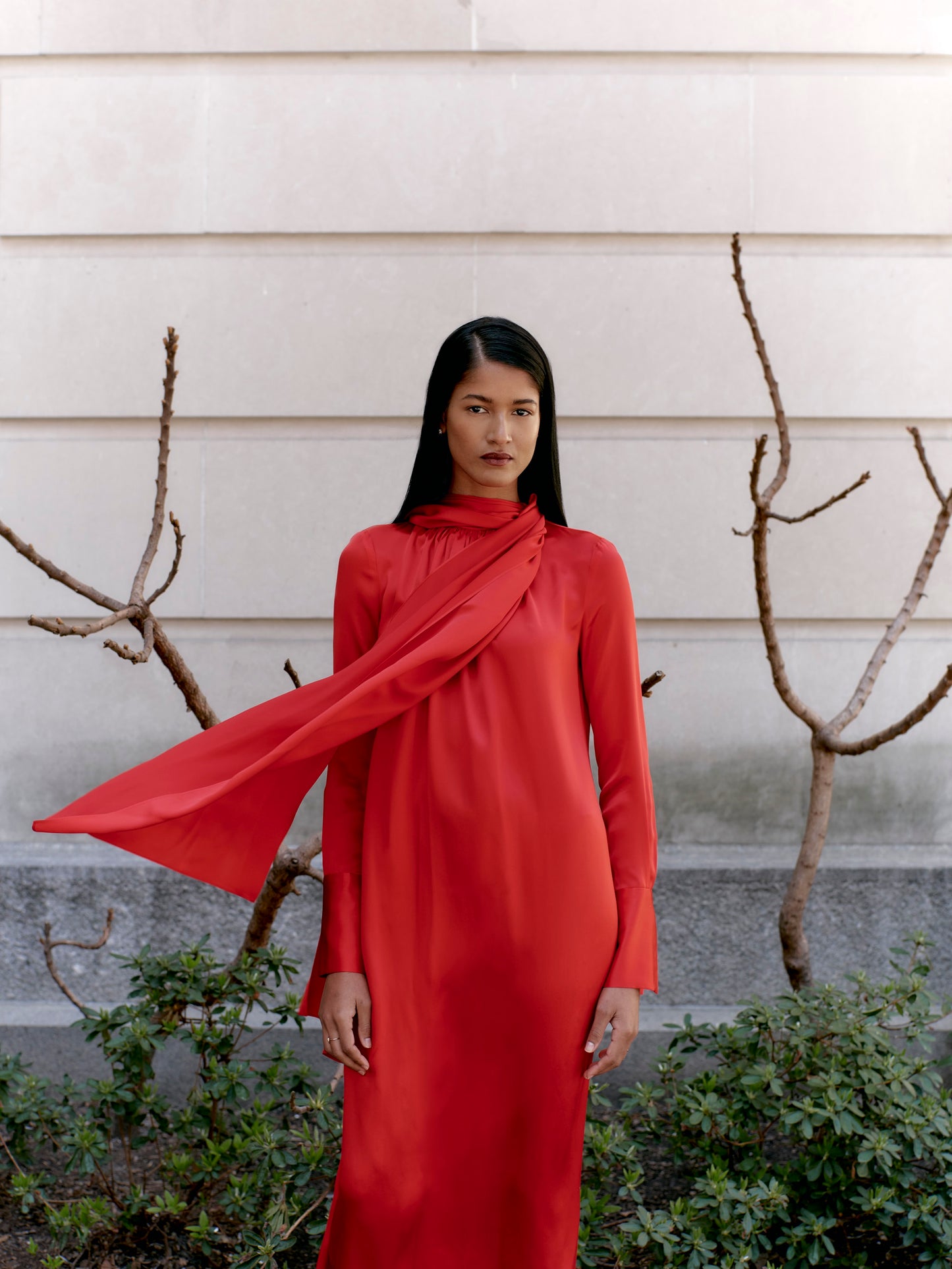Scarf Dress in Silk Charmeuse