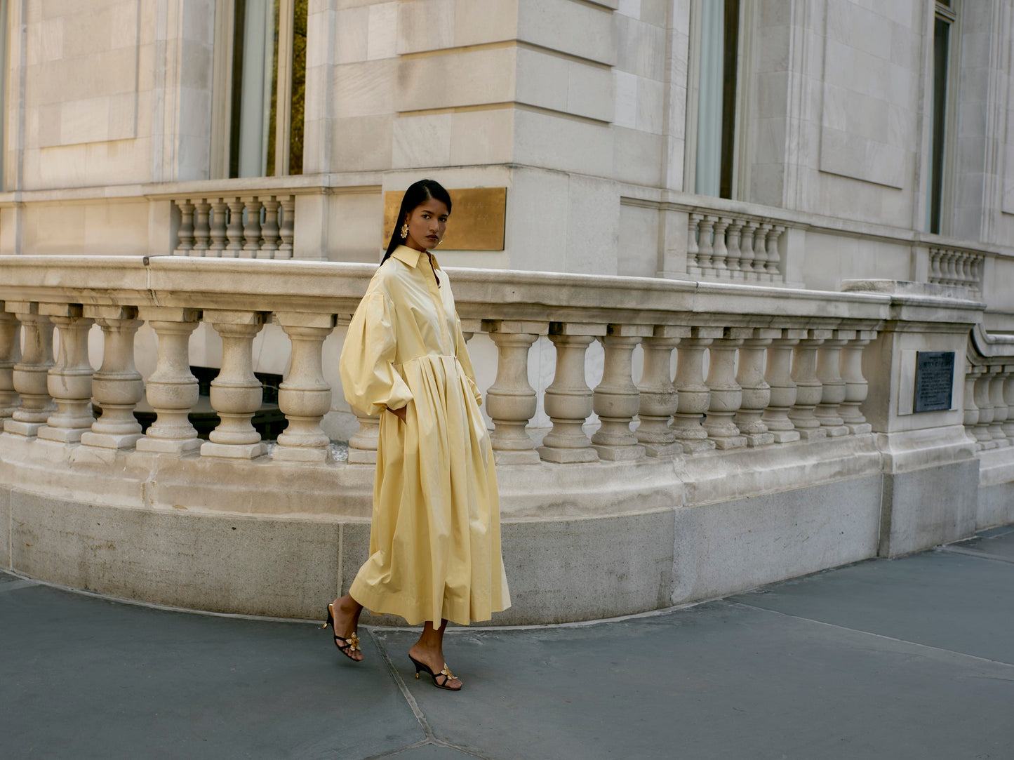 Balloon Sleeve Shirtdress in Cotton Poplin