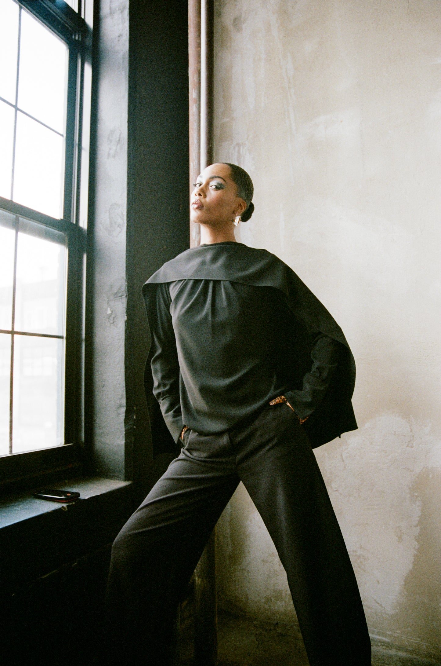 Scarf Top in Textured Crepe