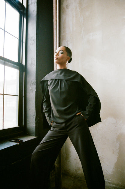 Scarf Top in Textured Crepe