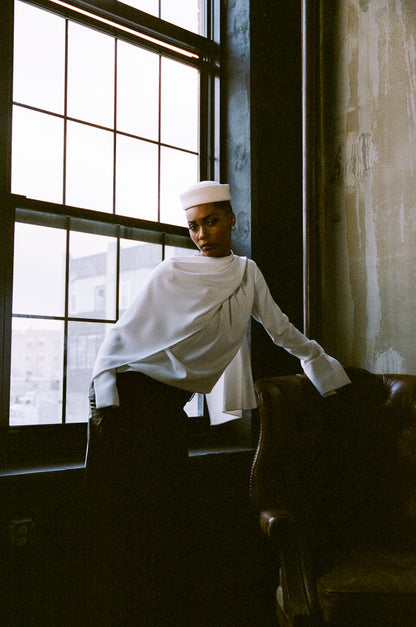 Scarf Top in Textured Crepe