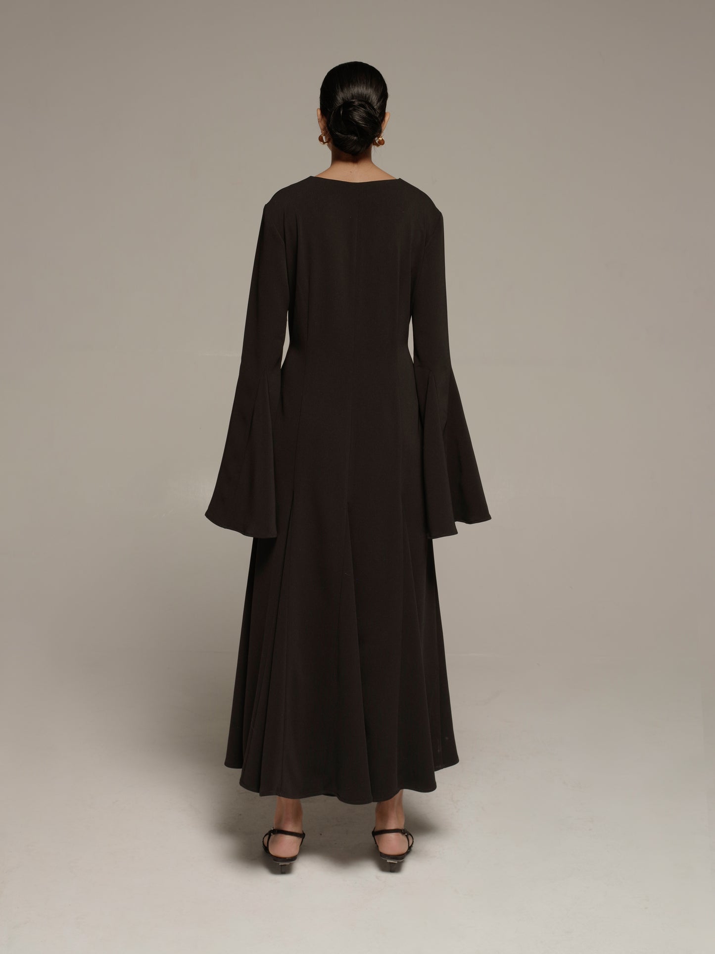 Godet Dress in Textured Crepe