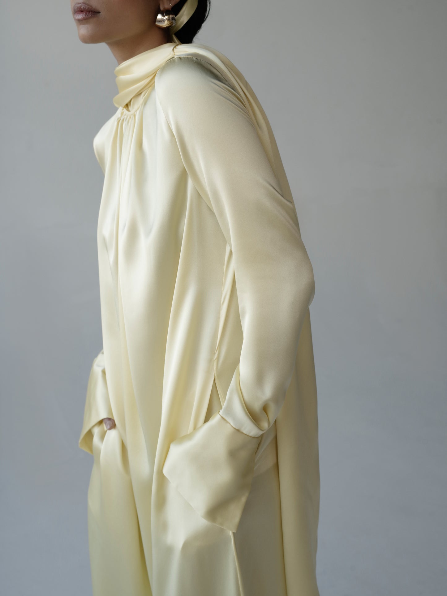 Scarf Dress in Silk Charmeuse