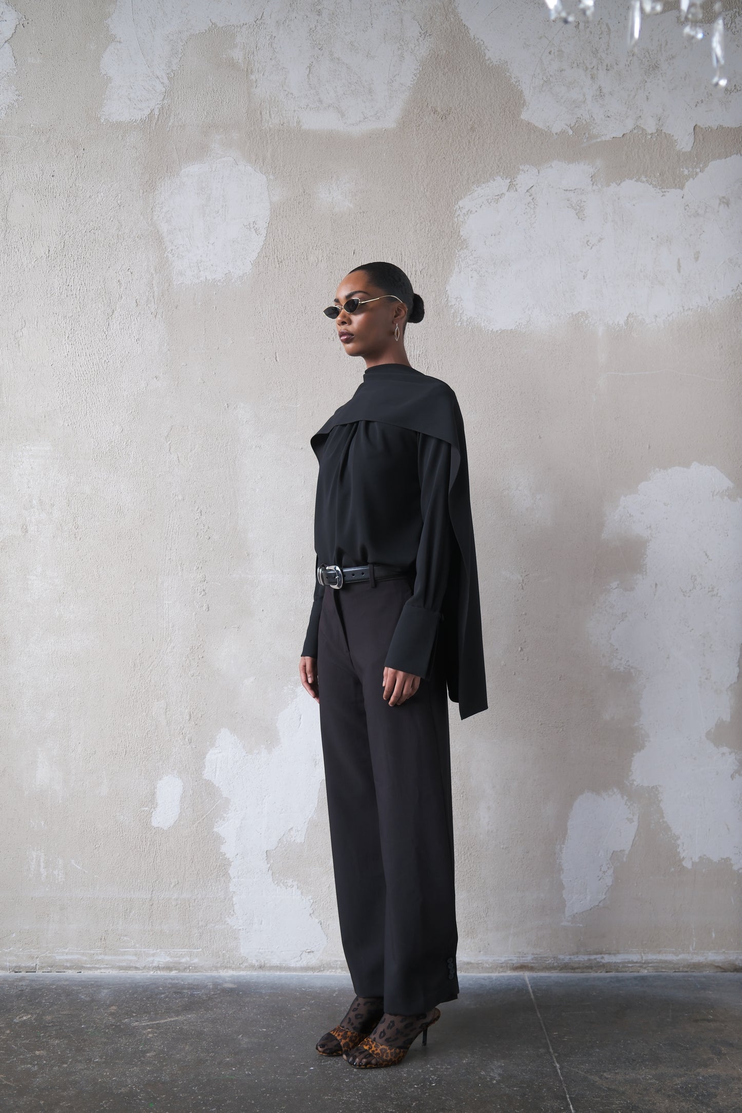 Scarf Top in Textured Crepe