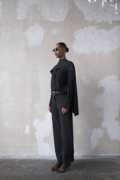 Scarf Top in Textured Crepe