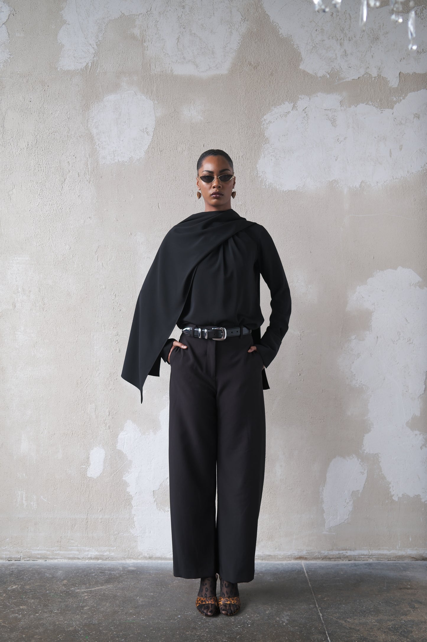Scarf Top in Textured Crepe