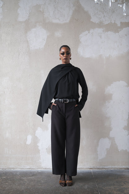 Scarf Top in Textured Crepe