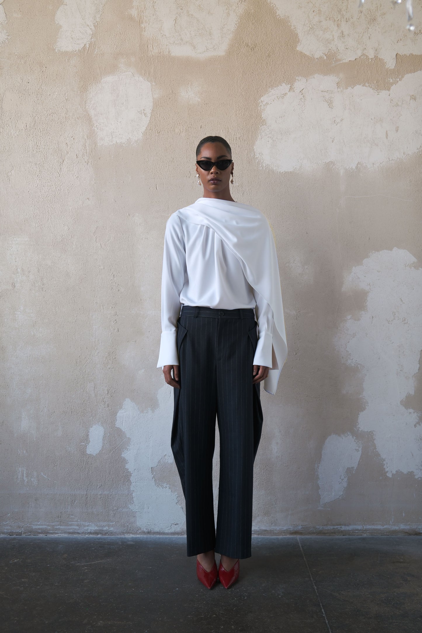 Scarf Top in Textured Crepe