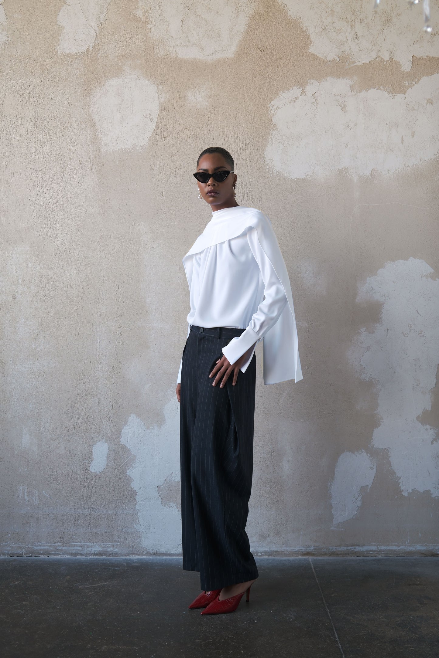 Scarf Top in Textured Crepe