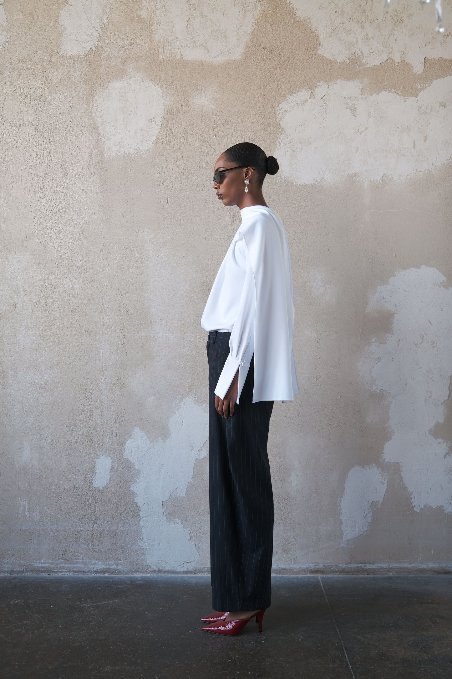 Scarf Top in Textured Crepe