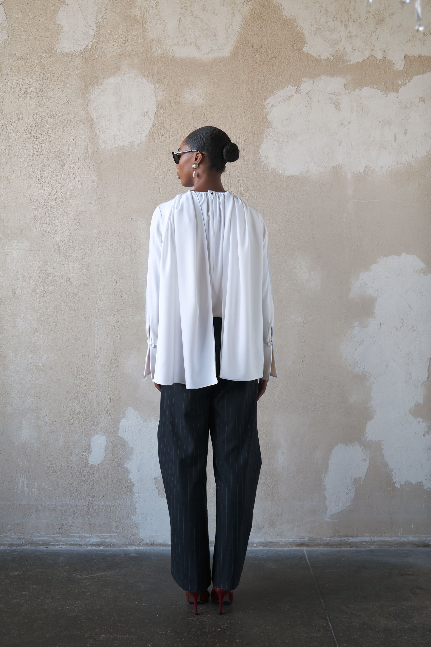 Scarf Top in Textured Crepe