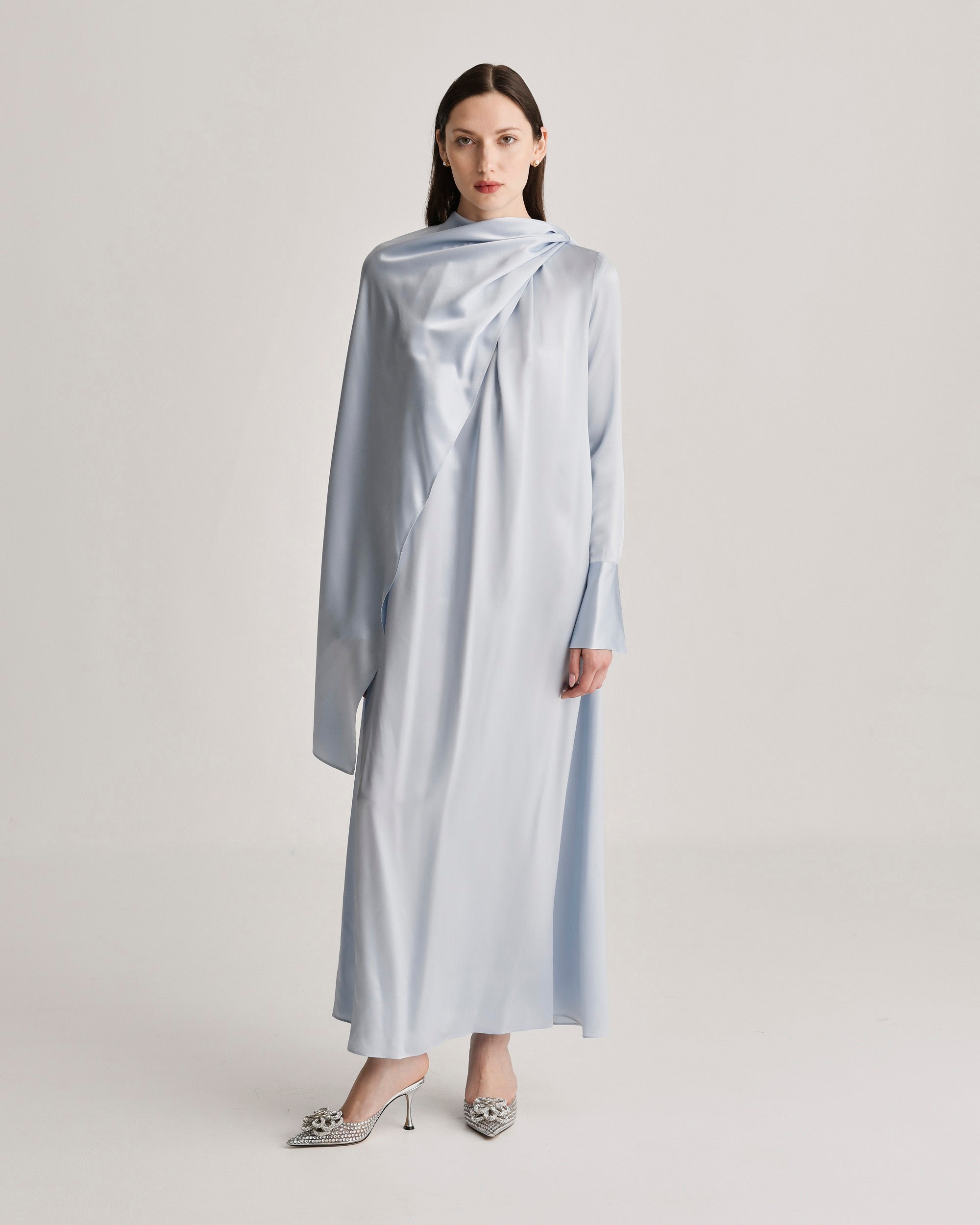 Scarf Dress in Silk Charmeuse