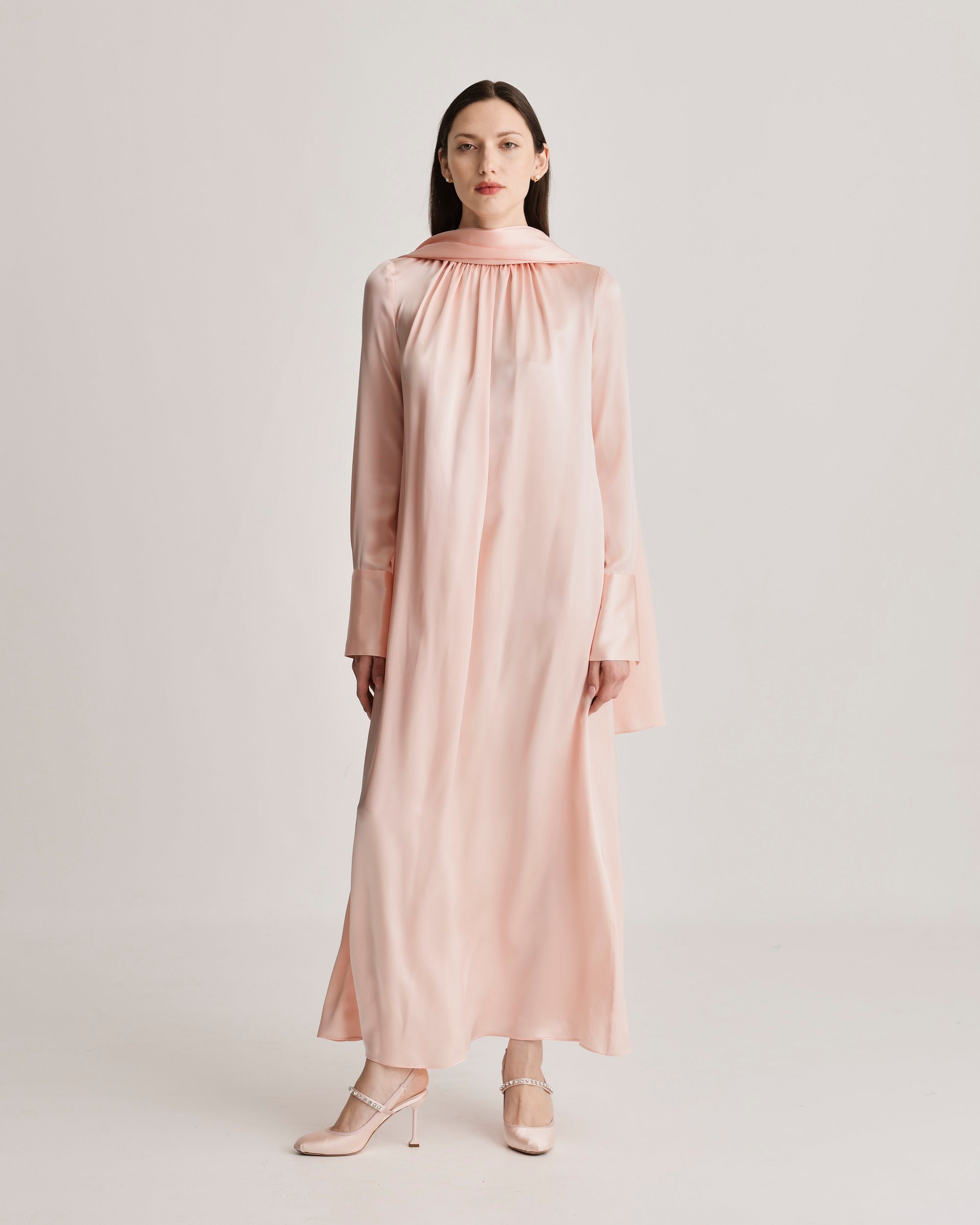 Scarf Dress in Silk Charmeuse