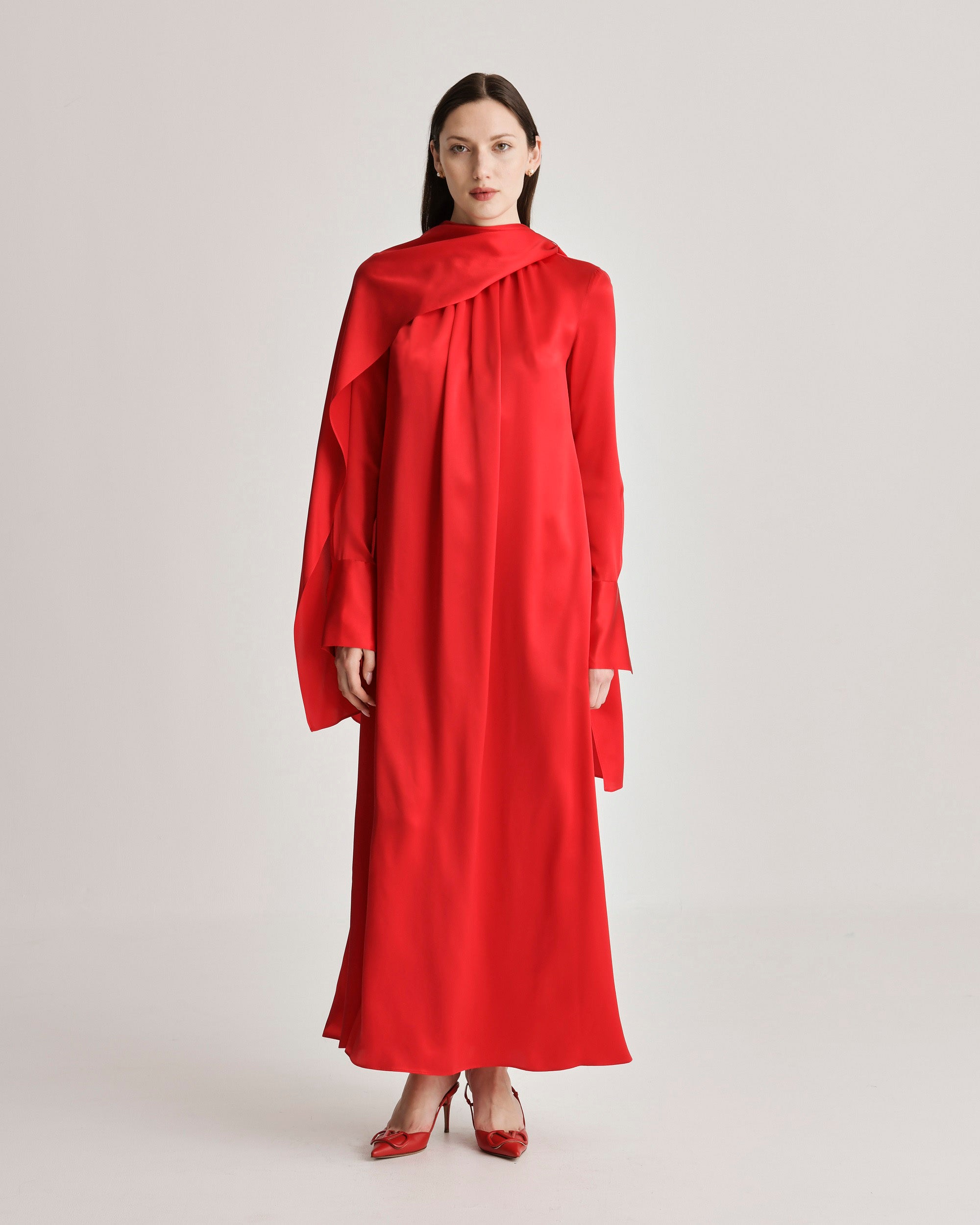 Scarf Dress in Silk Charmeuse