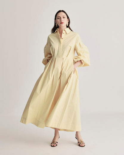 Balloon Sleeve Shirtdress in Cotton Poplin