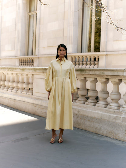 Balloon Sleeve Shirtdress in Cotton Poplin