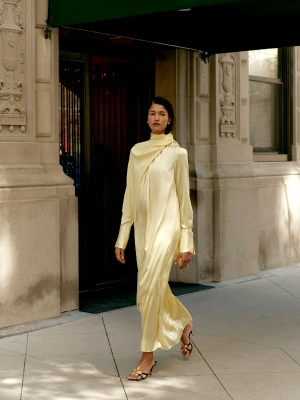 Scarf Dress in Silk Charmeuse