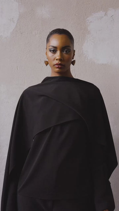 Scarf Top in Textured Crepe