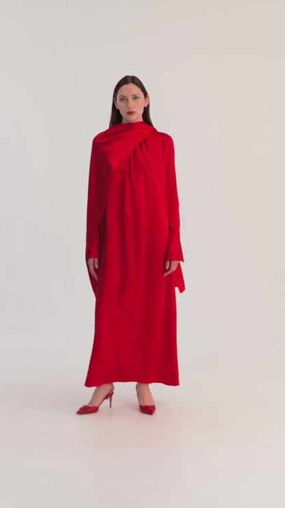 Scarf Dress in Silk Charmeuse