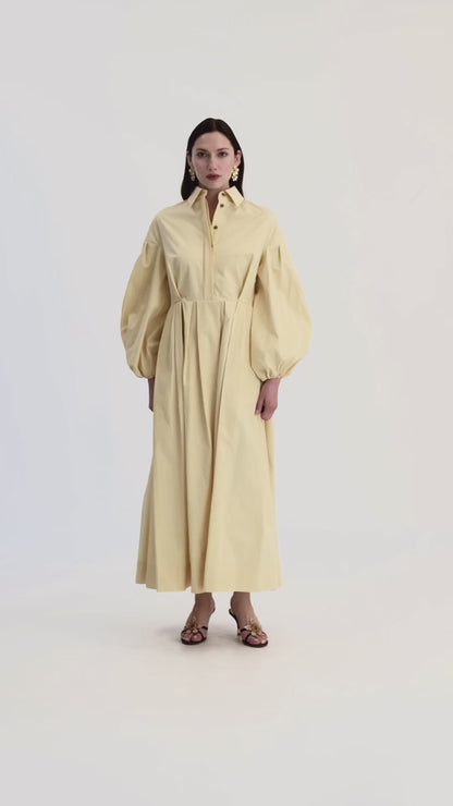 Balloon Sleeve Shirtdress in Cotton Poplin